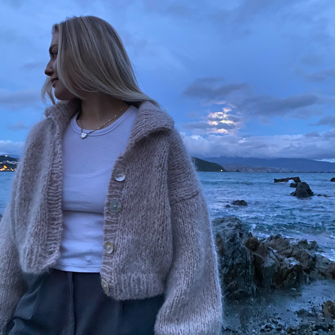 Roberta Cardigan in Bluff Oyster