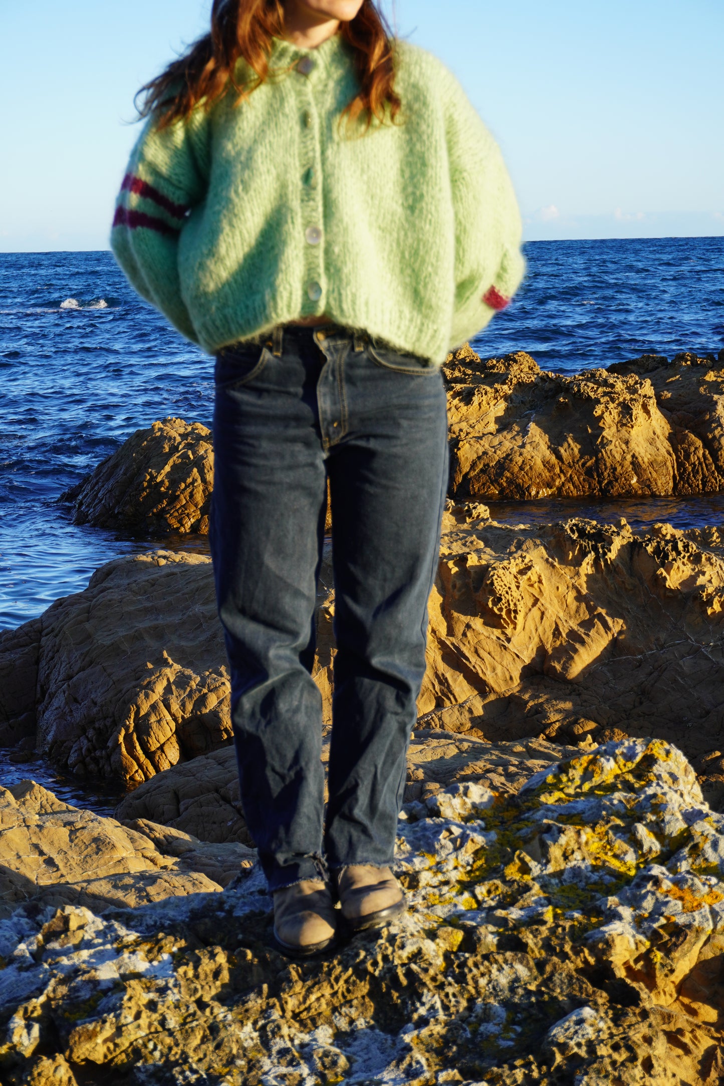 SAMPLE Raffaella Cardigan in Lime Stripe