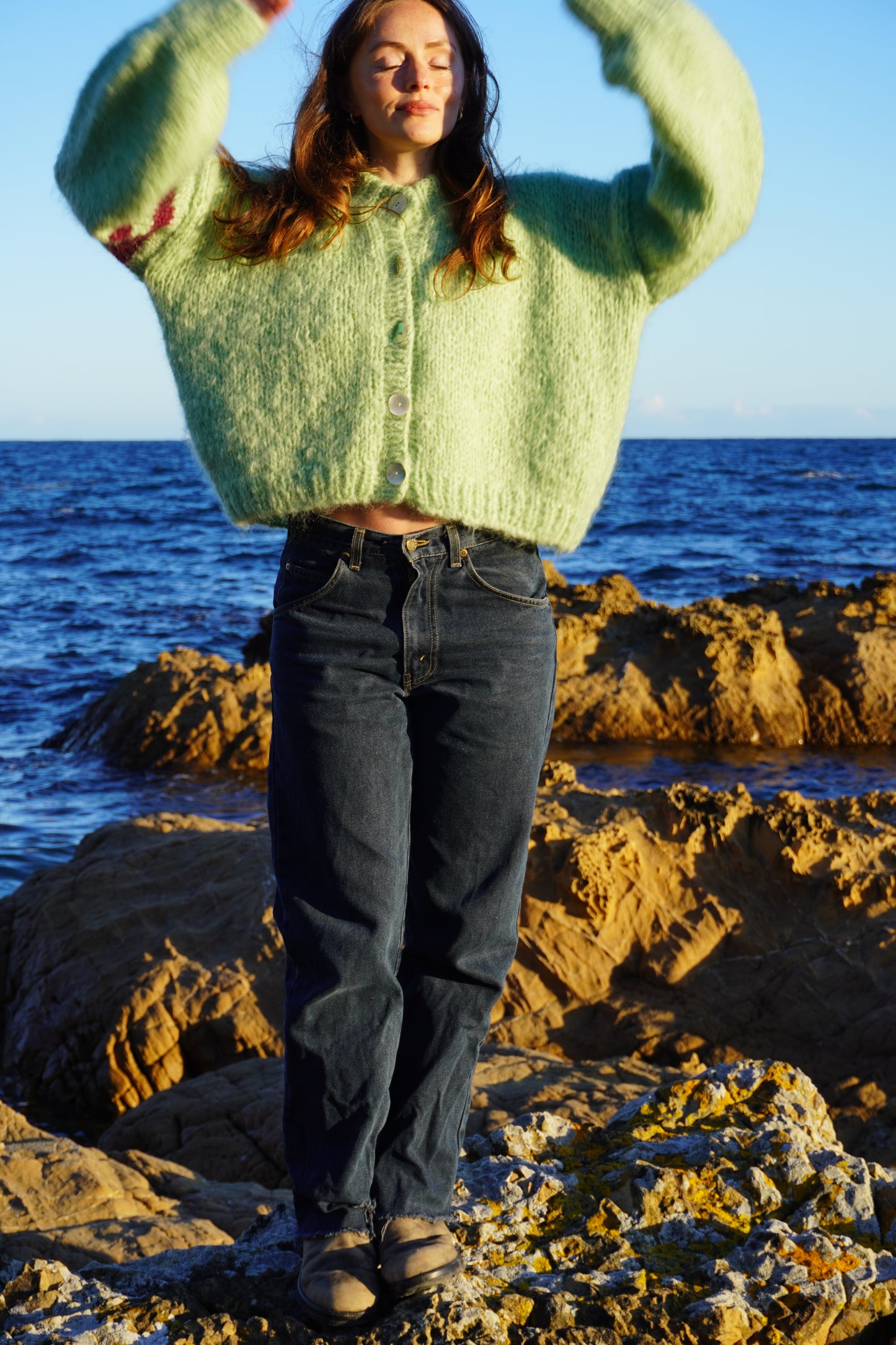 SAMPLE Raffaella Cardigan in Lime Stripe