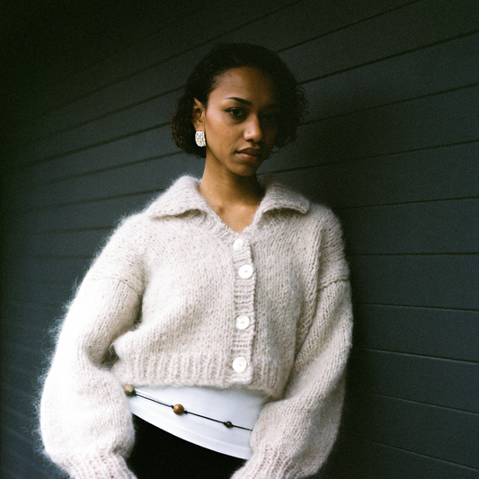 Roberta Cardigan in Bluff Oyster