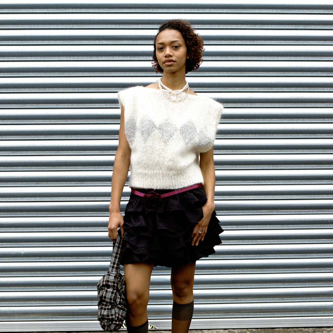 Gabriella Vest in Cream Argyle