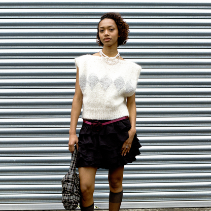 Gabriella Vest in Cream Argyle