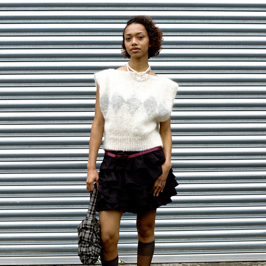 Gabriella Vest in Cream Argyle