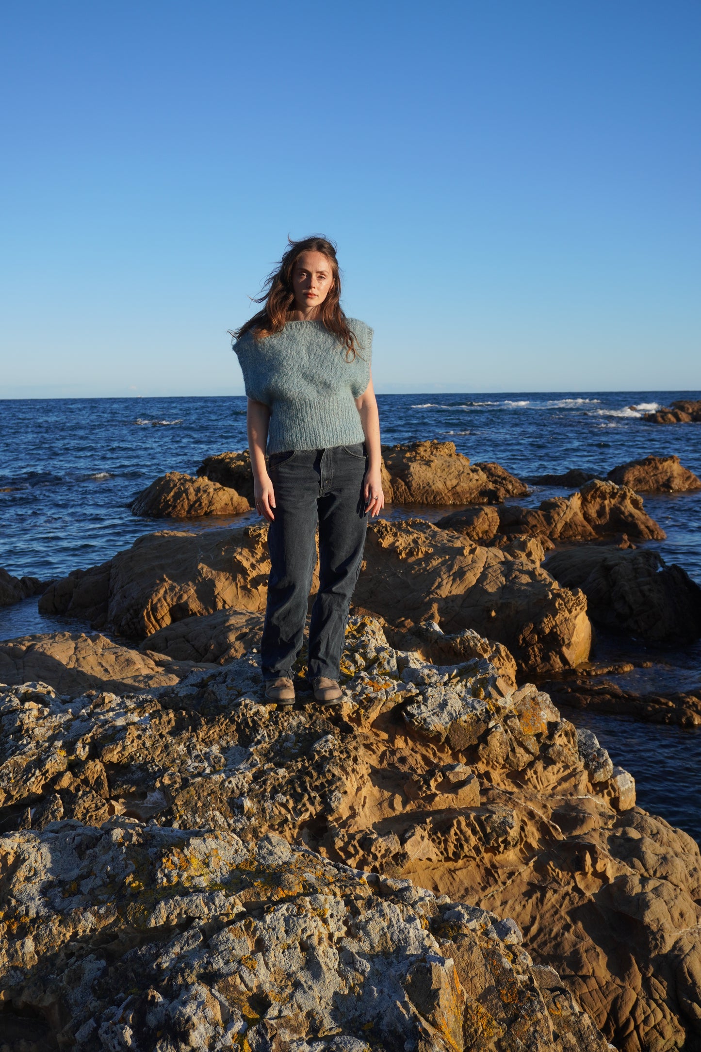 Gabriella Vest in Duck Egg