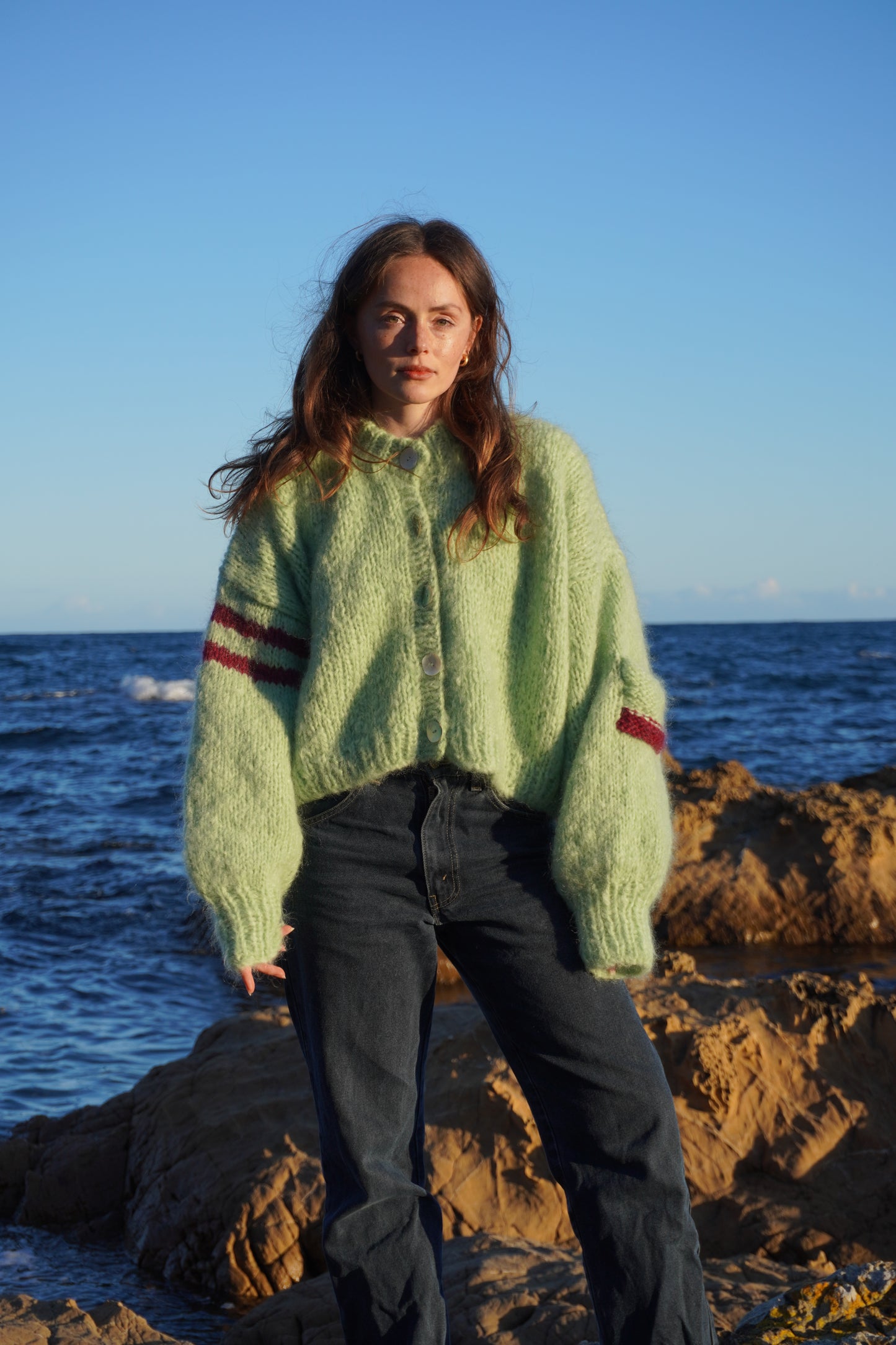 SAMPLE Raffaella Cardigan in Lime Stripe