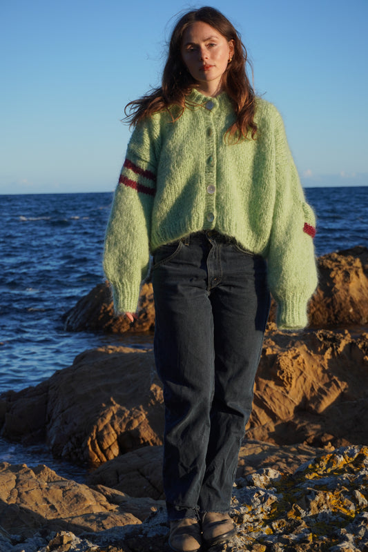 SAMPLE Raffaella Cardigan in Lime Stripe