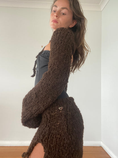 Matilda Sleeves in Brown Bouclé