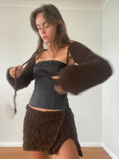 Matilda Sleeves in Brown Bouclé