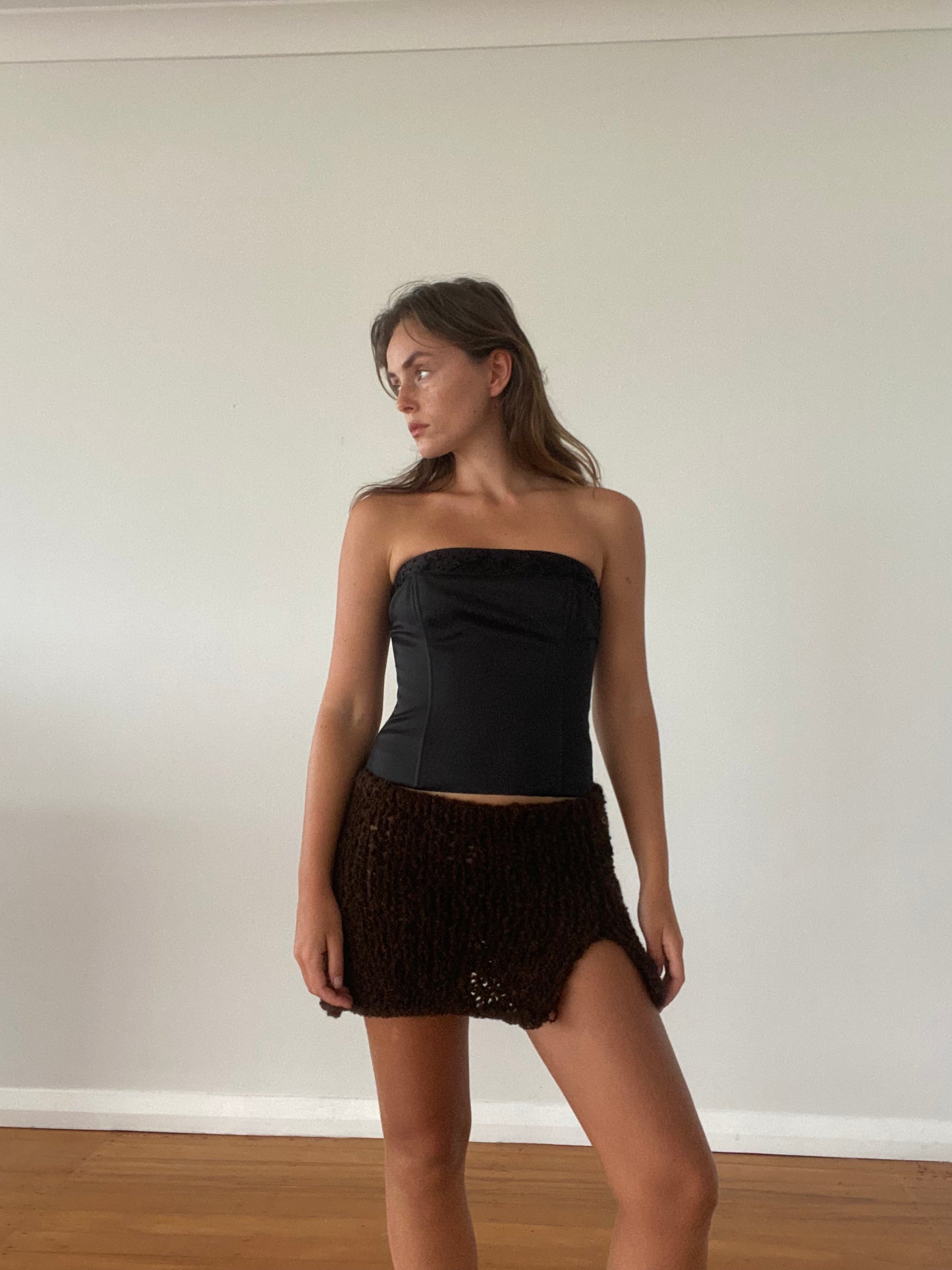 Matilda Mini Skirt in Brown Bouclé